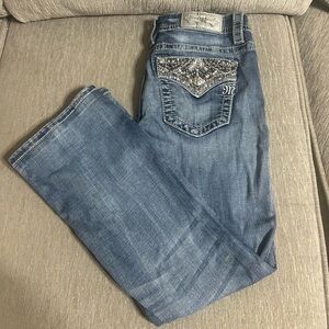 Miss Me Blue Boot Cut Jeans with Decorative Stitching